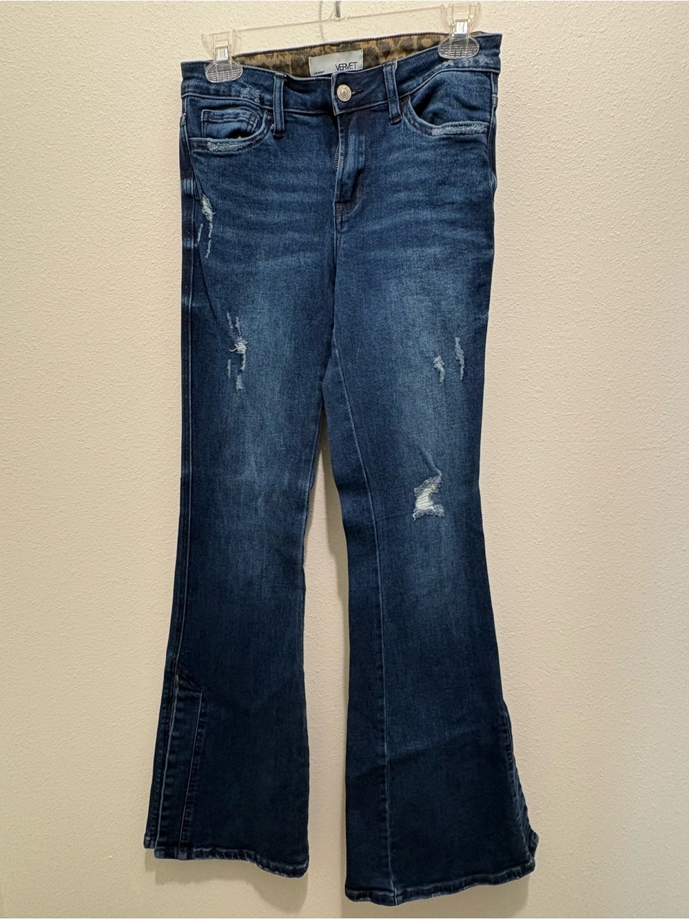 Vervet Flare Jeans Leopard Slit Size 26 Stretch Mid Rise